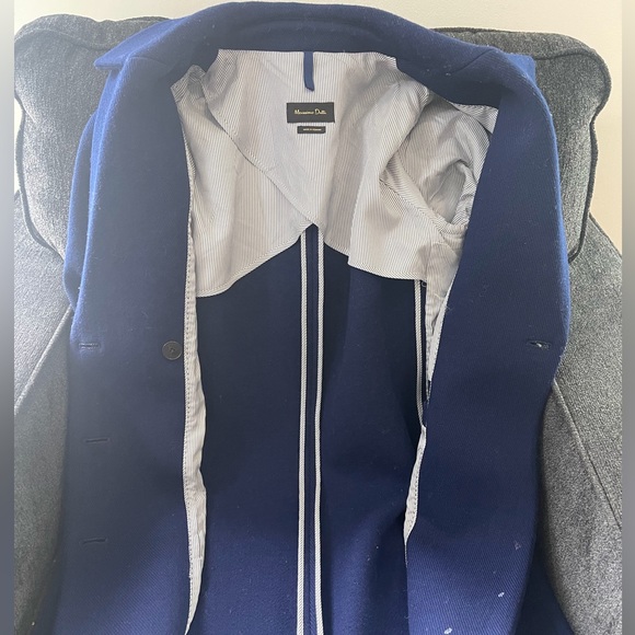 Massimo Ditti 80% Laine royablue dark blue winter coat - Picture 8 of 13